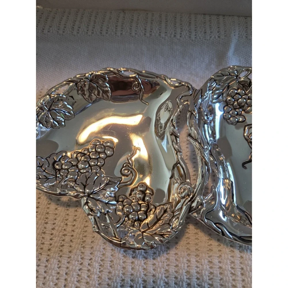 Godinger Silver Plated Grape Design Double Heart Dish